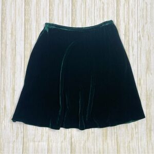 Vintage Ralph Lauren Emerald Green Velvet Silk Blend Mini Skirt